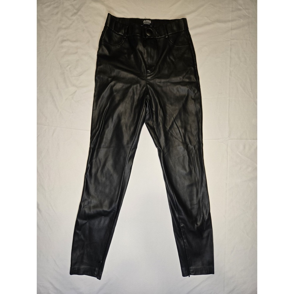 Zara Trafaluc Leggings Collection Black Faux Leather Medium Skinny Zip Cuff